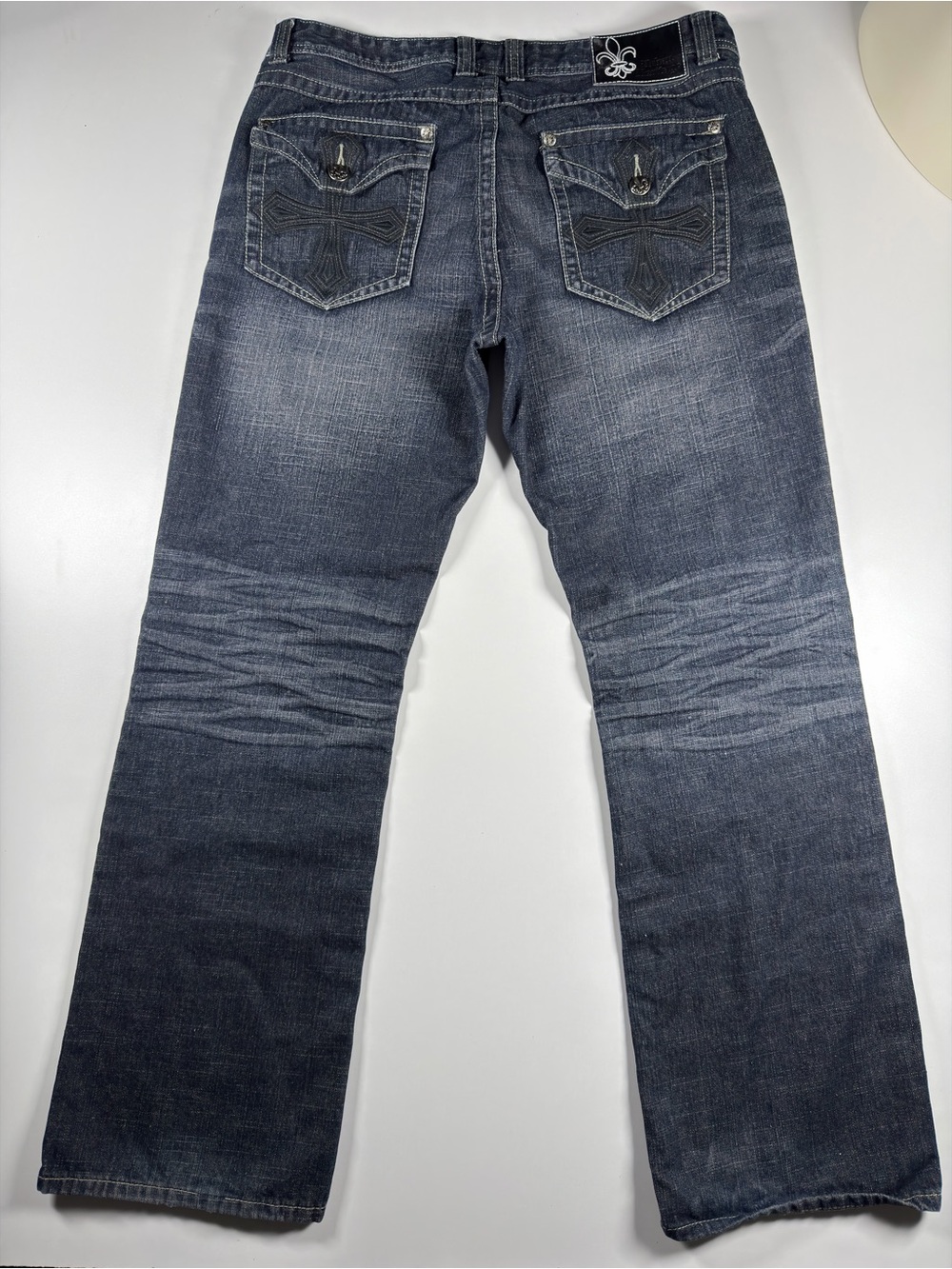 ⚜️Y2K Urban Heritage Men’s Jeans 38x34 Dark Wash Distressed Cross Pockets ⚜️